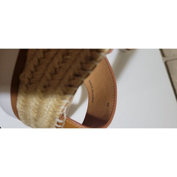 NIB See By Chloe Glyn Leather Tan Espadrille Platform Wedge Sandal Size EU 40 - Picture 6 of 16